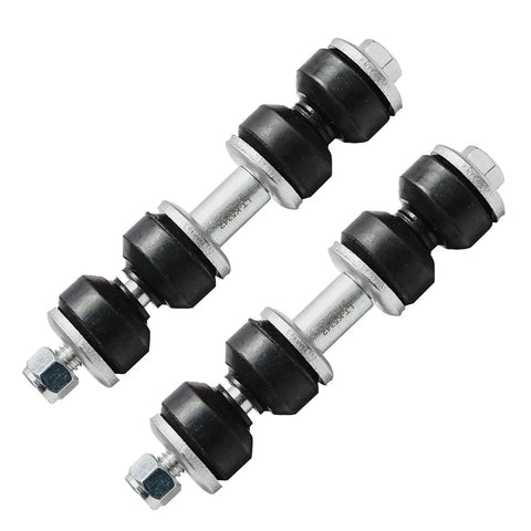 Two metal and rubber sway bar links from 14 Piece Beefy Front And Rear Suspension Kit With Wheel Bearing Hubs Tie Rods Ball Joints Front And Rear Sway Bars Boots Replacement For Chevy Impala Monte Carlo Pontiac Grand Prix Buick LaCrosse Regal Century