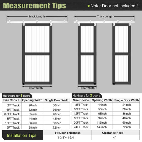 Measurement tips for Exterior Sliding Barn Door Hardware Kit 10 Ft Box Rail Track With 450 Lb Capacity Weather Resistant System
