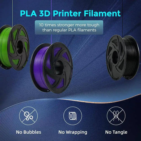 Premium 1.75mm PLA Pro Filament For 3D Printing Purple, 1kg spool, with green and black spools, no bubbles or tangles