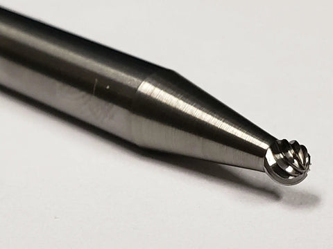 Ball Nose Burr SD 11 Single Cut Solid Carbide 1/8 Inch Shank Precision Burr, close-up view for metalworking and aluminum finishing