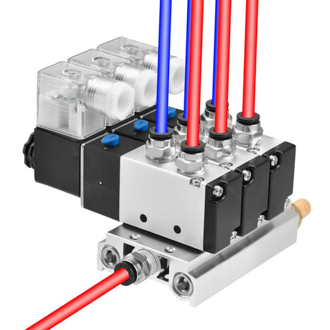 Beefy 4V210-08 Solenoid Pneumatic Valve With AC220V Coil, showing PT1/4 ports and 6mm inlet, 8mm base fittings.