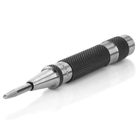 Heavy Duty Automatic Center Punch Set 2 Pack With Hardened Steel Spring Loaded Mechanism Adjustable Knurled Cap And Hard Shell Carry Case
