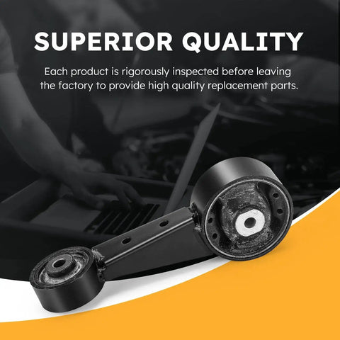Front Torque Strut Mount For 2007 To 2015 Lexus RX 350 Toyota Camry Highlander Avalon 3 5L V6 Front Engine Motor Transmission Mount Replacement EM9538 Direct Fit shown on a white and orange background emphasizing quality inspection, highlighting rubber and metal construction for vibration reduction.