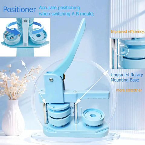 DCBADGE 58mm light-blue button maker machine with DIY kit, circle cutter and wrench