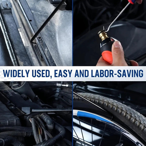 DIY Friendly Precision Pick And Hook Set For Cars And Auto Repair in use, showing tool pulling a gasket, and detail of ultra fine tips.