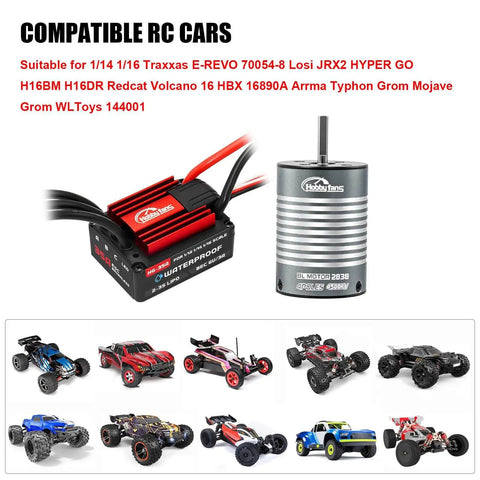 Brushless 2838 4500KV Motor And 35A Waterproof ESC For 1/14 And 1/16 RC Cars Like Traxxas E-Revo Losi JRX2 Redcat Volcano