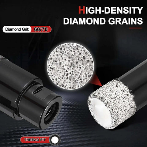 Close-up of 4-Piece 1/4 Inch Diamond Core Drill Bit Set With 5/8-11 Thread For Angle Grinders showing high-density diamond grains.