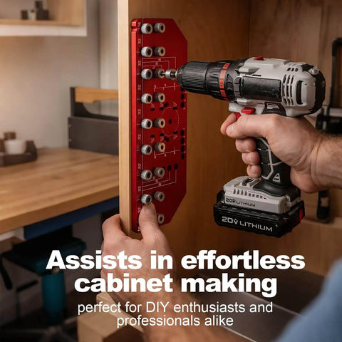Two In One Shelf Pin And Hinge Drill Jig For One Quarter Inch And Five Millimeter Peg Slots, 35mm Cabinet Hinge Drill Guide