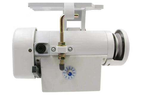 Industrial Sewing Machine Servo Motor 550W 110V High Torque for Heavy Duty No Frills Stitching in white finish, side view.