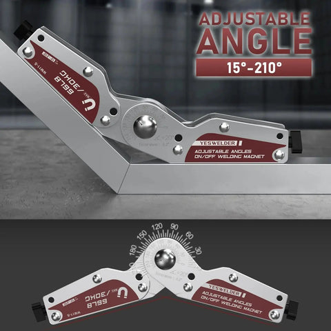 Adjustable Angle Welding Magnet With 20 To 200 Degree Range 66 Pound Holding Power Magnetic Welding Holder for precise angles.