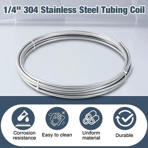 Stainless Steel Tubing Coil One Quarter Inch Outer Diameter Fifty Feet Total Length Two Twenty Five Foot Coils 304 Grade