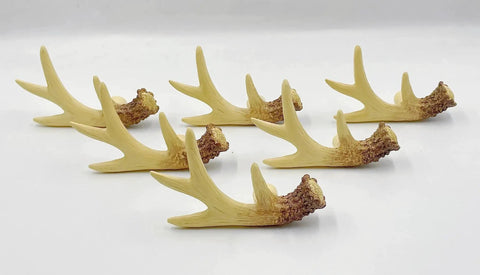 Antler Inspired Resin Cabinet Knobs Set Of 6 With Deer Horn Design displayed against a plain background