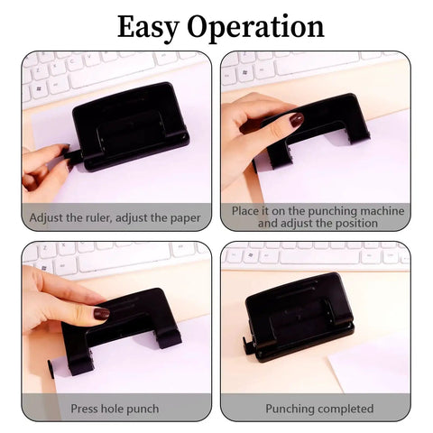 Easy operation of Beast Of A Two Hole Paper Punch One Quarter Inch Low Effort Double Hole Punch for file folders on a desk.