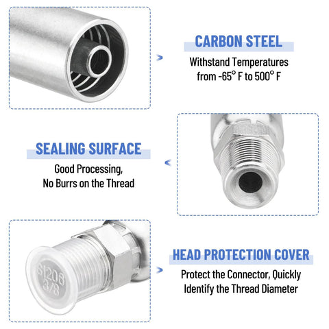 Hydraulic hose fittings, 12-pack by Racewill: 3/8 in. ID to 3/8 in. NPTF male with protection cover, carbon steel.