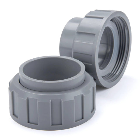 Gray PVC connector with flange, 2-pack, 2-inch, for Raypak pool heater parts