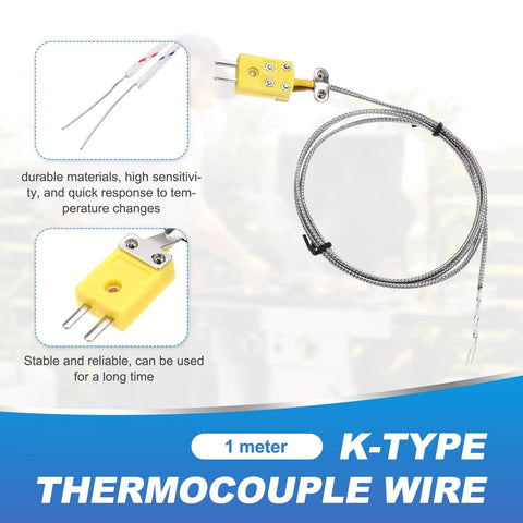 Amazon MECCANIXITY K-type ceramic kiln thermocouple probe for muffle furnace, with 1 m braided wire, 1100°C