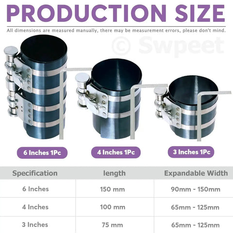 Image showing 8Pcs Piston Ring Compressor Kit With Adjustable Installation Pliers And Wrench Pro Grade Includes 3 Inch 4 Inch And 6 Inch Compressors.