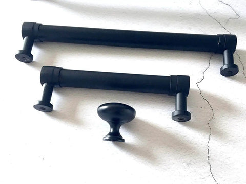 Matte Black Cabinet Pull Handle 2.75 Inch Centers 70 Mm Center to Center Drawer Knob Pull for Kitchen Cabinets Dresser Pulls Hardware Includes 1 Inch Screws Easy Mount DIY Friendly Durable Metal Finish displayed on white background