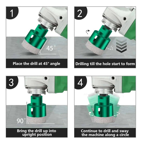 Diamond Core Drill Bit Pro Grade For Porcelain Tile And Stone Three Sixteenth Inch Five Millimeter Five Eighths Inch Eleven Thread Dry Drilling Vacuum Brazed For Ceramic Masonry Brick Granite Marble Green Mgtgbao usage instructions