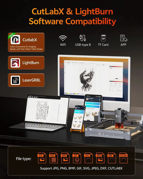 Powerful 10W Laser Engraver for Wood, Metal, Acrylic, Glass, Stone with computer software compatibility display
