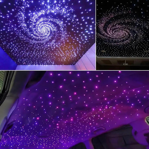 32W RGBW Twinkle Fiber Optic Lights Kit With Music Activated App Control Bluetooth Star Ceiling Sky Light in a car