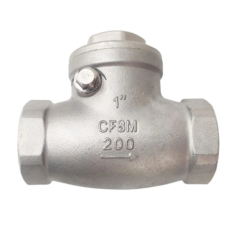 1 in NPT swing check valve, female ends, CF8M stainless steel, 200 psi
