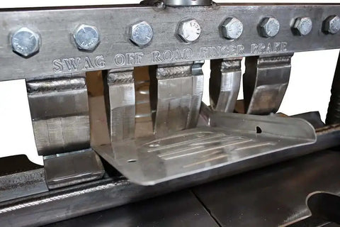 Hemming Dies Kit For 12 And 20 Ton Finger Brakes, showing unassembled 8 inch die components, Made In The USA, installed view