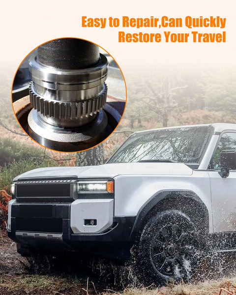 Rear Axle Bearing Retainer Inner Ring Fits Land Cruiser 2008-2021 5.7L V8 close-up and off-road vehicle in background