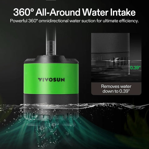 VIVOSUN submersible water pump, green housing, 660 GPH for aquariums