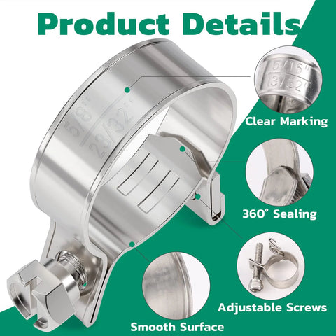 OURU 52-piece stainless steel fuel line clamp kit, 10 sizes, 9/32-23/32 in dia, for automotive fuel hoses.