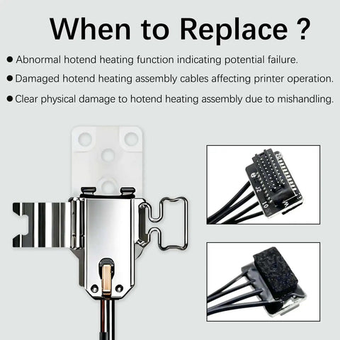 Hotend Heating Assembly Kit For Bambu Lab 3D Printers with Plug-And-Play Hotend, Heater Cartridge and Thermistor, Base Clip