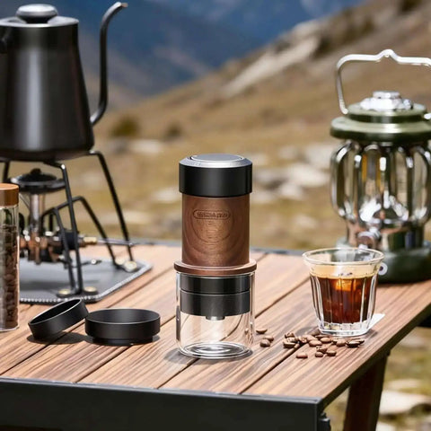 Manual Espresso Maker For On The Go Portable Coffee Machine With 2 In 1 Bottomless Portafilter No Electricity in outdoor setting