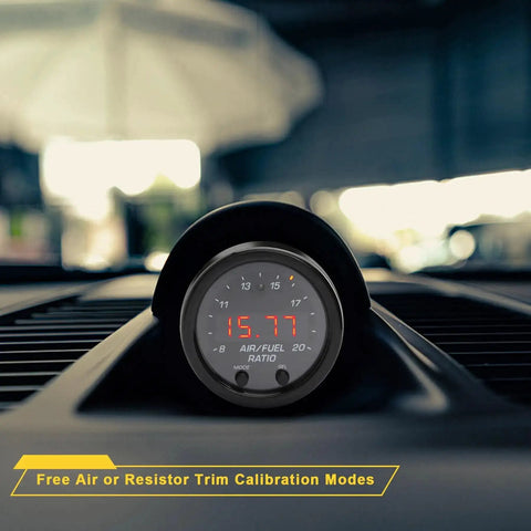 Wideband Air Fuel Ratio Gauge 52mm With LSU 4.9 Sensor AFR Lambda Controller Kit installed in car dashboard