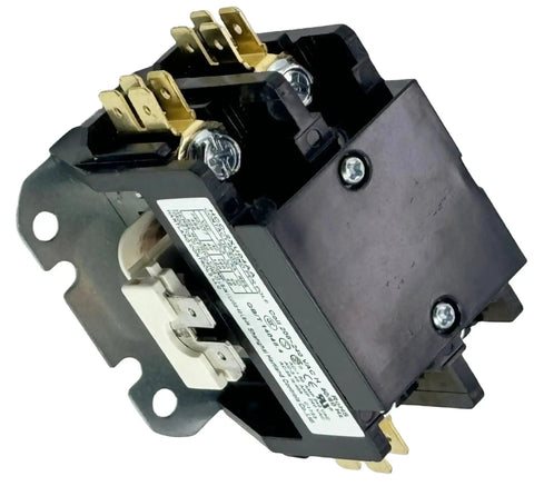 Compact 208V-240V 40A DPST Contactor For HVAC And Commercial Appliances, black and silver structure, side view