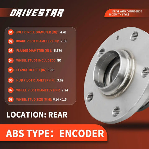 Pair Rear Wheel Hub And Bearing For VW Beetle CC Eos Golf Jetta Passat Tiguan And Audi TT 2008 2009 With ABS, hub dimensions diagram