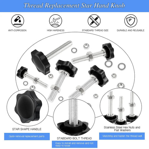 28 Sets M4 M5 M6 M8 Star Hand Knob Tightening Screws With Nuts And Washers Stainless Steel Thread Clamping Knobs Kit