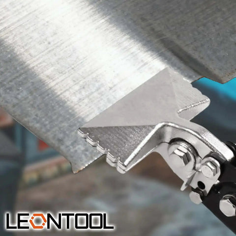 Close-up of a 3 inch sheet metal hand seamer with straight jaw bending metal, showcasing anti-rust nickel jaws and TPR handle.
