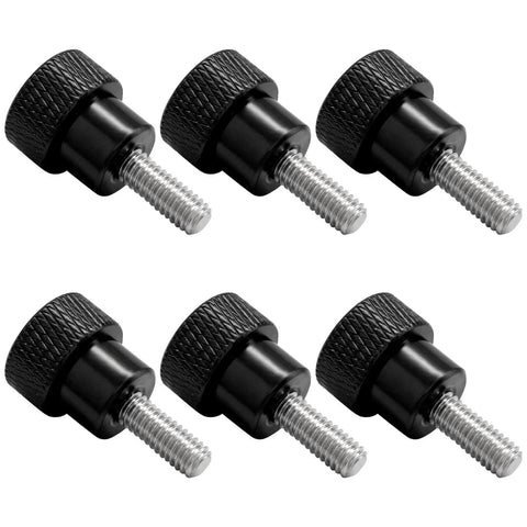 Six Pack M4 X 10Mm Knurled Thumb Screws With Knurled Grip Round Flat Head Clamping Knobs For Computer And TV Mounts No Tool Needed Quick Hand Tightening Black Finish