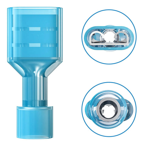 Ftimda nylon female spade connector kit, 90pcs in blue case, insulated quick-disconnect terminals for mixed AWG wires
