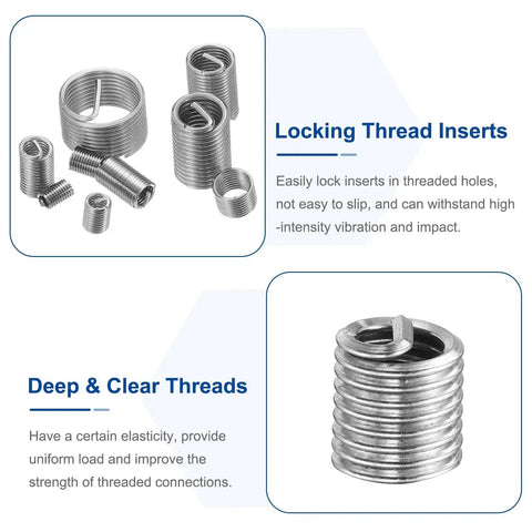 50 Pack Helical Wire Thread Inserts 8 32 UNC 304 Stainless Steel Coiled Thread Repair Kit For Mechanical Equipment Easy Install And Long Lasting Strength displayed.