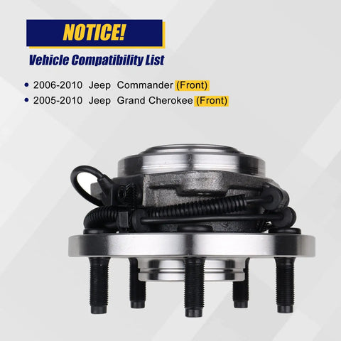 Two Pack Front Wheel Bearing Hub Assembly 513234 for 2006-2010 Jeep Commander and 2005-2010 Grand Cherokee Front Side View