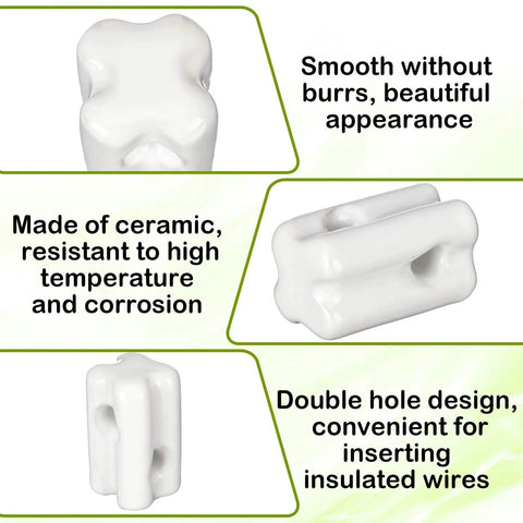 Porcelain Bullnose Electric Fence Insulators 10 Pack White Ceramic Insulators for Fence Wire and Wood Posts Durable Bullnose Design