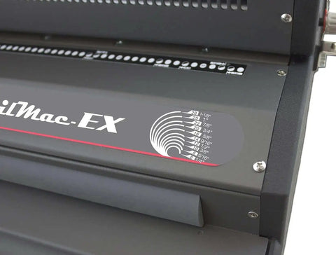 Close-up of the All-In-One Electric Coil Binding Machine With Punch, Inserter And Crimper - 54 Pin, 4x5mm Oval Holes, metal construction