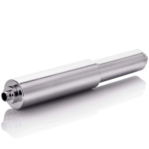 Spring Loaded Toilet Paper Roll Holder Replacement In Chrome Finish Durable Plastic Construction Fits Most Standard Spring Loaded Dispensers Easy Tool Free Installation With 3 Step Ends close-up view