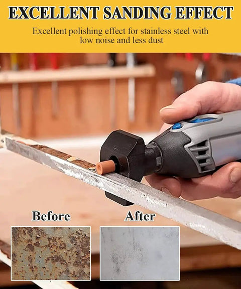 Using Rotary Tool Sanding Bits Set for Dremel 42 Pcs with One Eighth Inch Shank Aluminum Oxide for metal rust removal on metal surface.