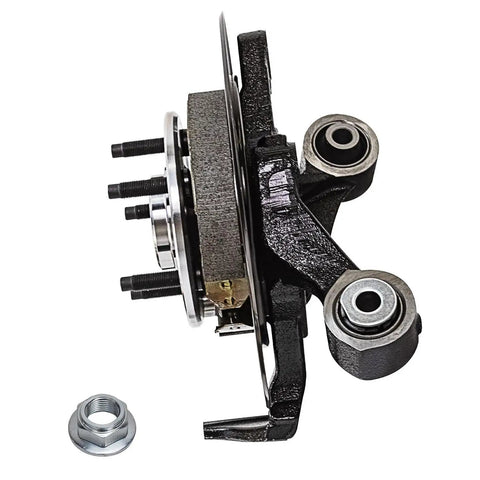Side view of Rear Left Steering Knuckle With Wheel Bearing Hub Assembly For 2007-2010 Ford Explorer Sport Trac Mercury Mountaineer Replacement