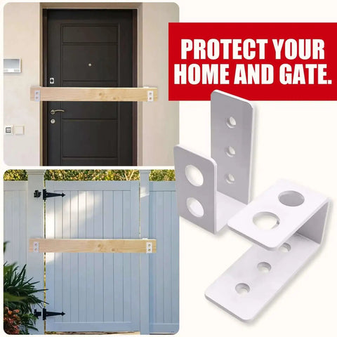 Heavy Duty Door Barricade Brackets 2 Pack Kick Proof Up To 700 Lbs Easy Install U Brackets shown installed on door and gate