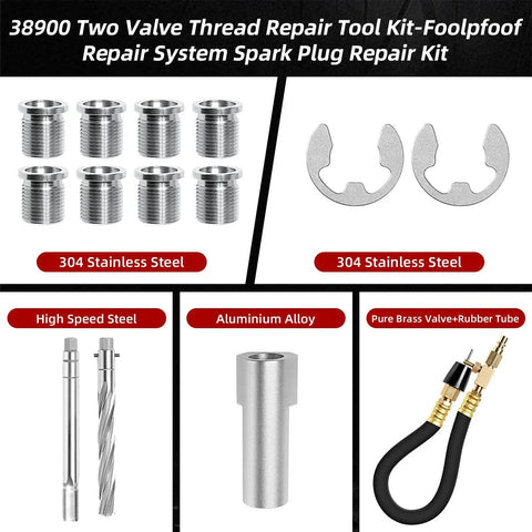 Two Valve Spark Plug Thread Repair Kit For Ford Triton 4.6L 5.4L 6.8L SOHC components including inserts and tools