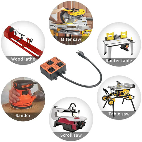Automatic Vacuum Switch For Dust Control Autoswitch with Delay On Off, showing compatibility with various power tools, by Ortis.