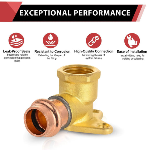 1/2 in copper press-fit x 1/2 in female NPT drop-ear 90-degree brass plumbing elbow